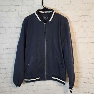 Men's Rye Navy Jacket with White Accents, Full Zip, Size LT